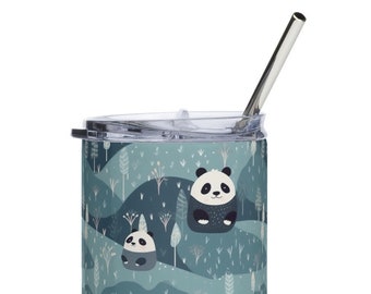 Pandas and Mountains, Panda Tumbler, Stainless Steel Tumbler