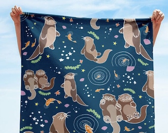 Sea Otters at Night Beach or Bath Towel
