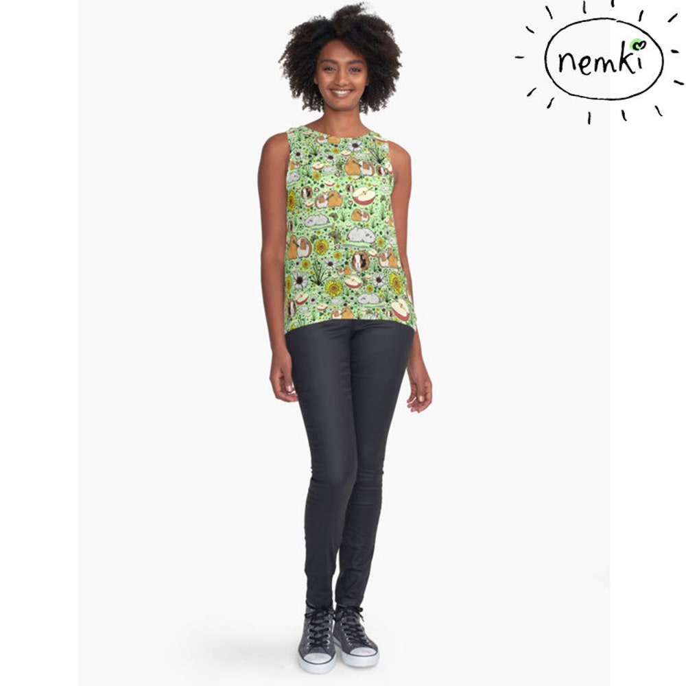 Guinea Pigs Patterned Contrast Tank Livingmall