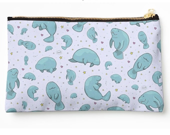 Manatee Zip Pouch Manatees Pencil Case Cute Manatee Gifts Manatee Cosmetics Make Up Bag