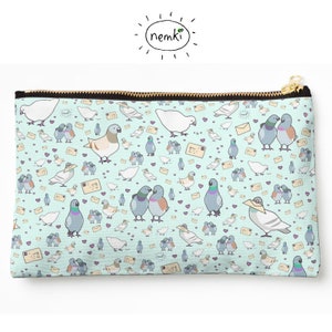 Pigeon Zip Pouch Cute Pigeons Pencil Case Cute Pigeon Gifts Cute Bird Gifts Bird Pencil Case Cosmetics Make Up Bag