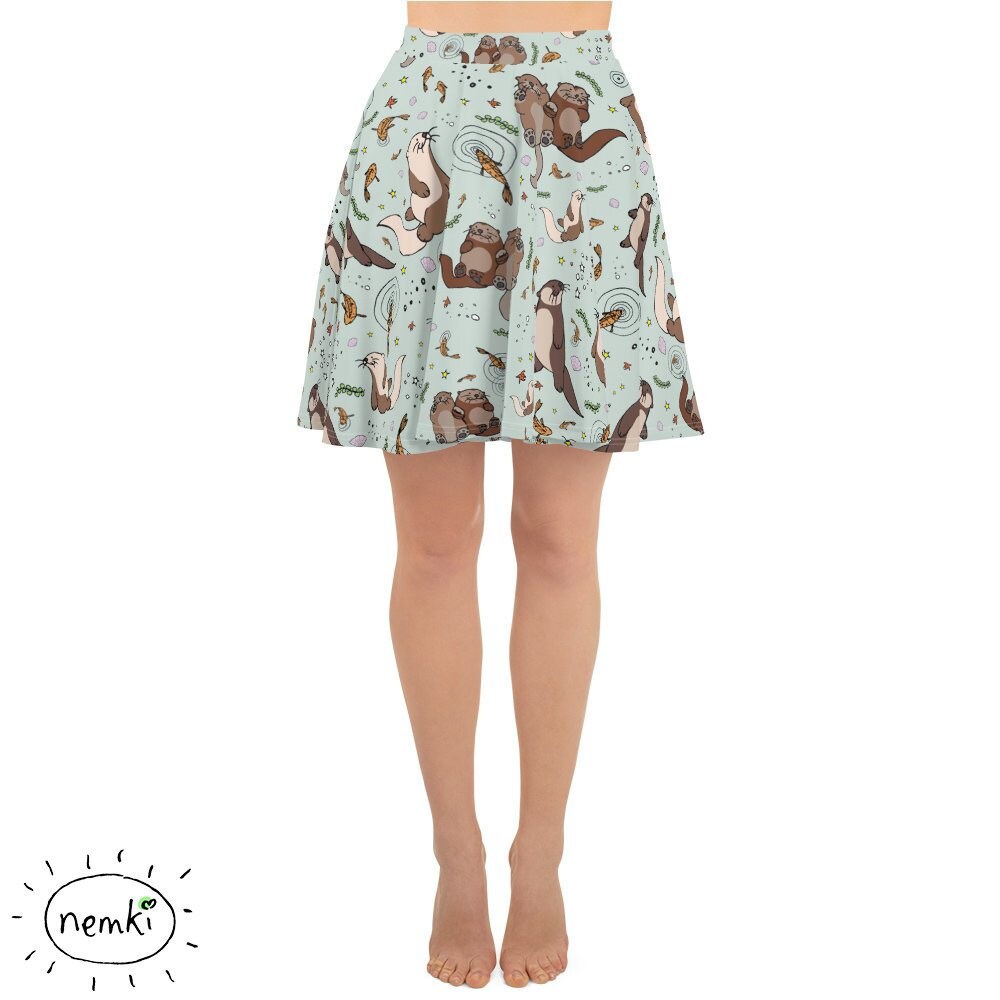 Image of Cute Sea Otter Skater Skirt Otters Skirts Women Ladies