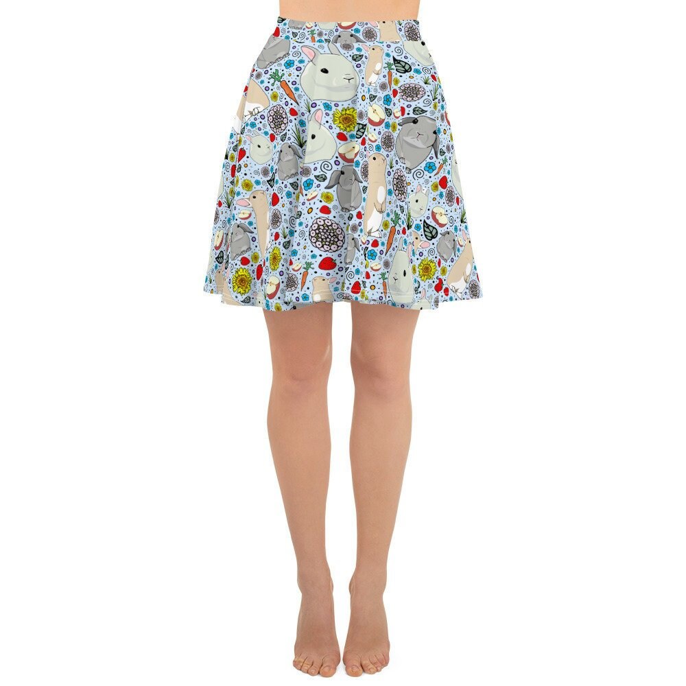 Image of Bunny Rabbit Skater Skirt Rabbits Skirts Women Ladies