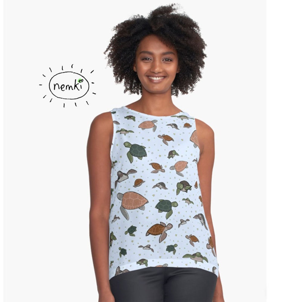Sea Turtle Womens Top Cute Turtle Gifts For Her Turtle Girlfriend Gift Turtle T-Shirt Tank Women Livingmall