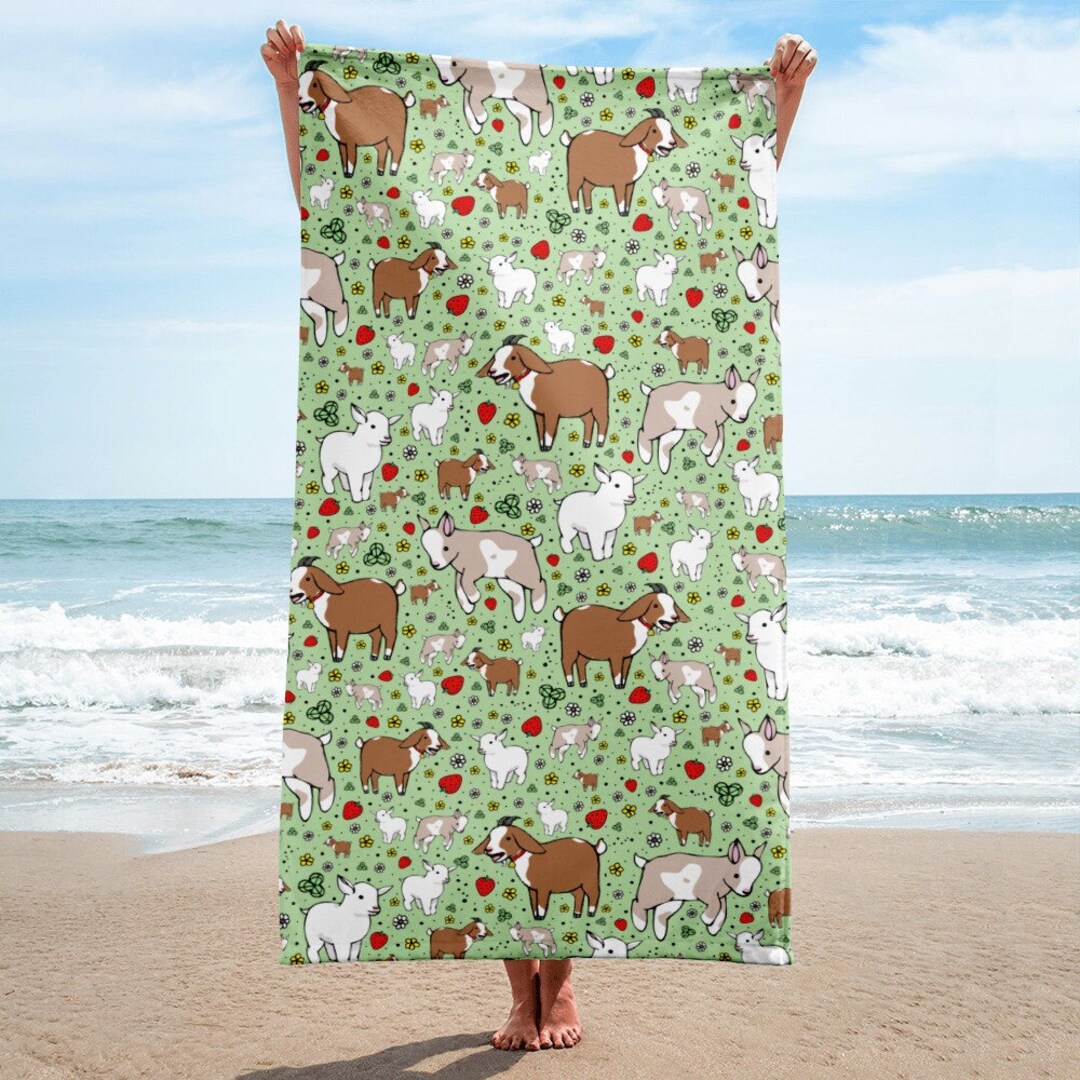 Goat Towel Cute Goats Beach Towel Goat Bath Towels Etsy