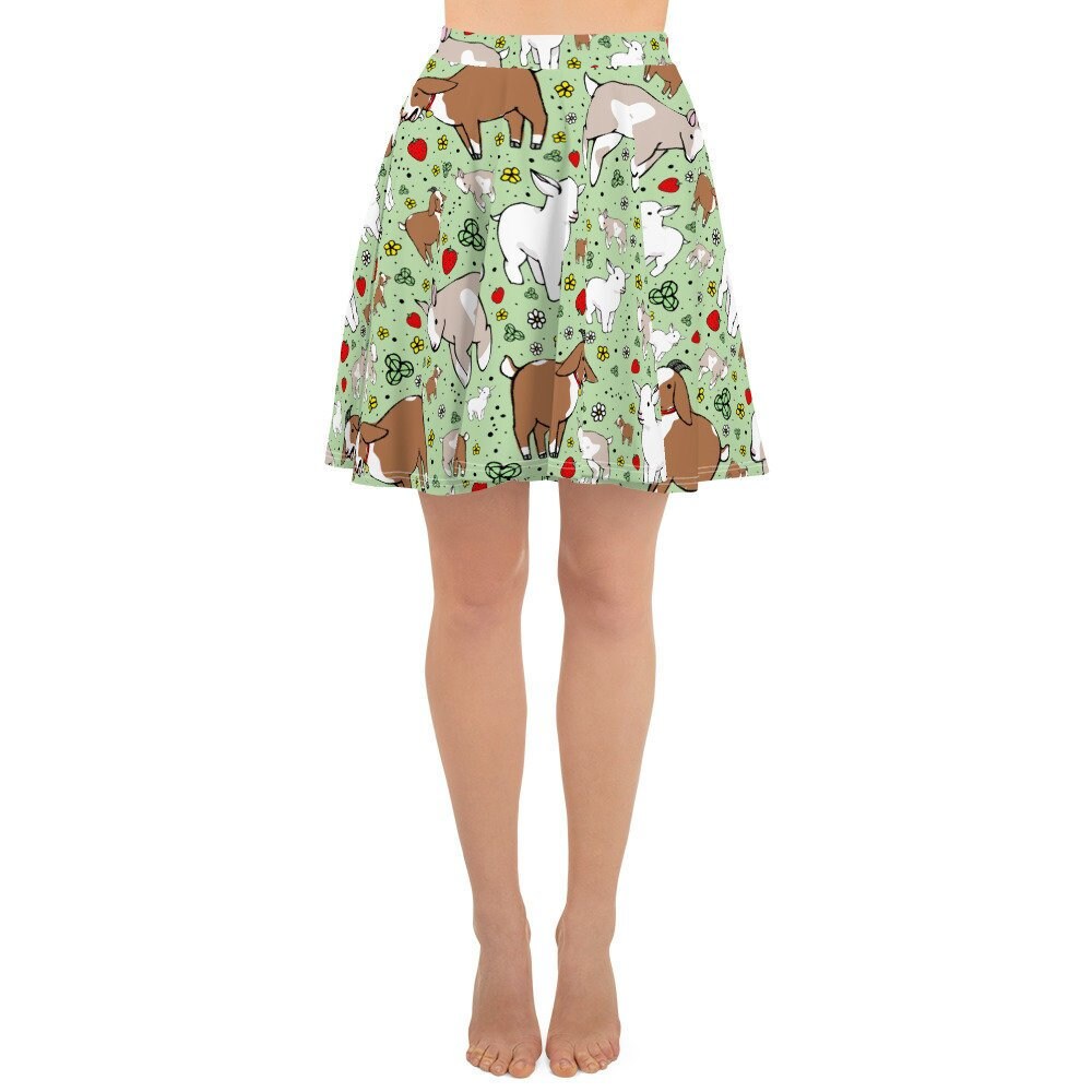 Image of Cute Goat Skater Skirt Goats Skirts Women Ladies