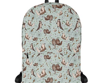 Cute Otter Backpack Sea Otter Backpack Otter Rucksack Otter Bag Otter School Bag Otters Sea Otter Gift Animal Backpack Cute Animal Backpack