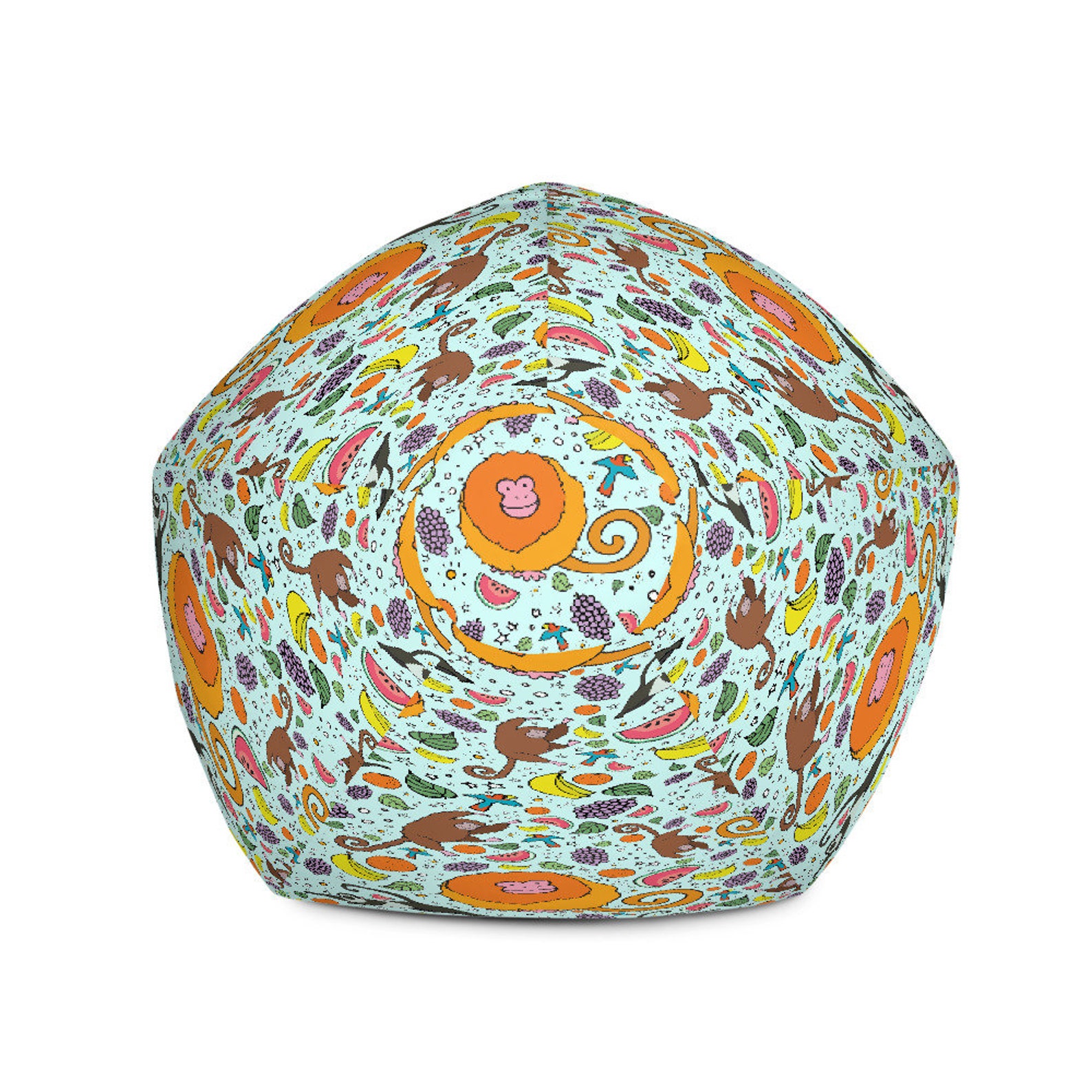 Tropical Monkey Bean Bag Chair Cover Cute Rainforest Beanbag Etsy