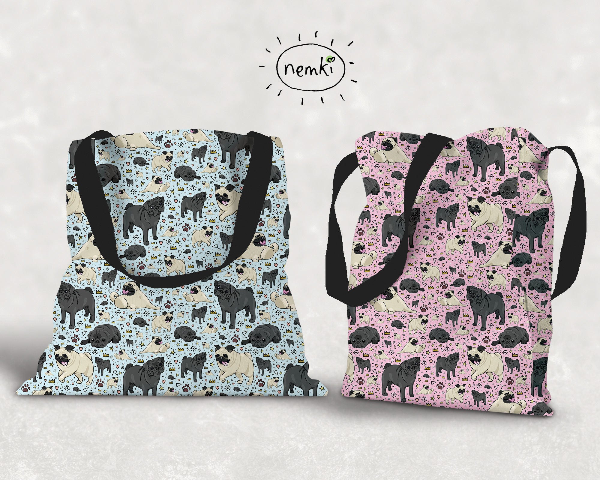 Cute Pug Bag Pug Tote Cute Pug Gifts Cute Pug Purse Pug Etsy