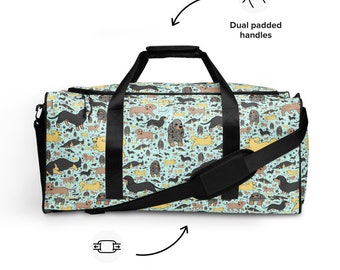 Duffel Bag Cute Dachshund Dogs In Flowers Women Garment Gym Tote Bag Best Sports Bag for Boys Duffel Bag Cute Dachshund Dogs In Flowers Women Garment Gym Tote Bag Best Sports Bag for Boys
