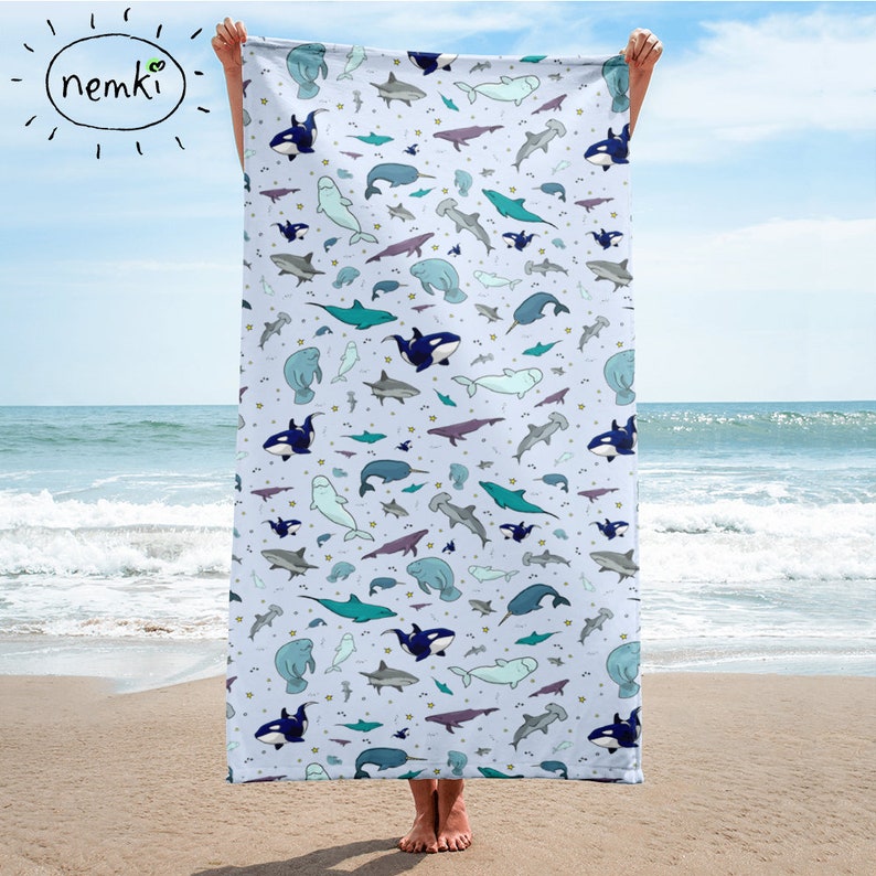 Animaux De Locéan Serviette Baleine Plage Serviette Océan Serviettes Marine Animaux Plage Serviette Béluga Lamantin Narval