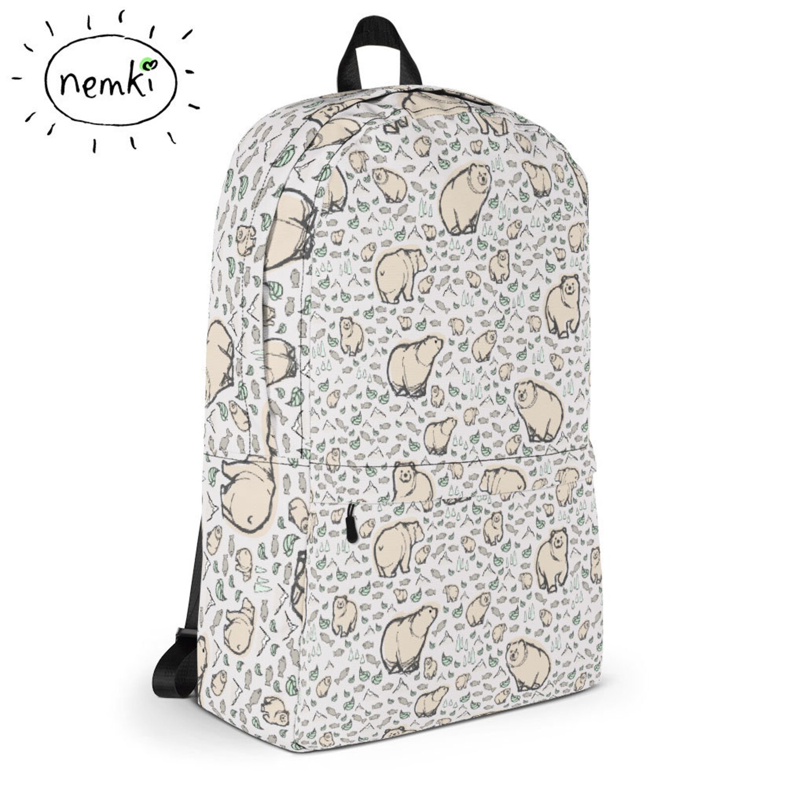 Cute Bear Backpack Brown Bears Backpack Grizzly Bear Backpack Etsy