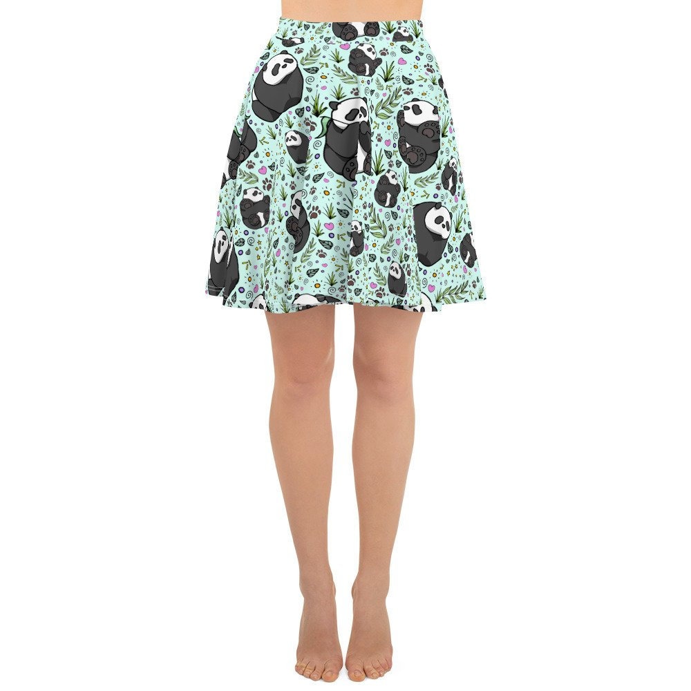 Image of Cute Panda Bear Skater Skirt Pandas Skirts Women Ladies