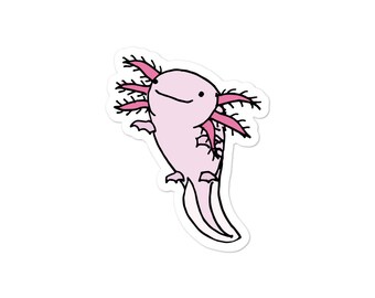 Cute Axolotl Vinyl Bubble-free Sticker, 3 x 3, 4 x 4 or 5.5 x 5.5