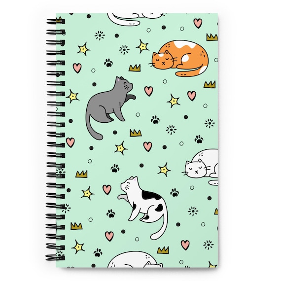 Spiral Notebook, Kawaii Notebook, Spiral Cat Notebook, Journal