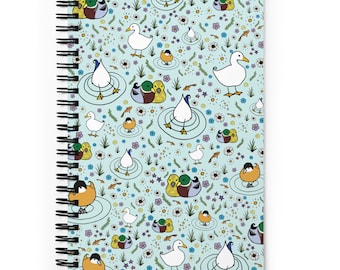Nature Notebook, Ducks, Cute Duck Gift, Bird Pattern, Duck Pattern, Cute Ducks, Pretty Blue Journal, Pretty Blue Notebook, Nature Journal