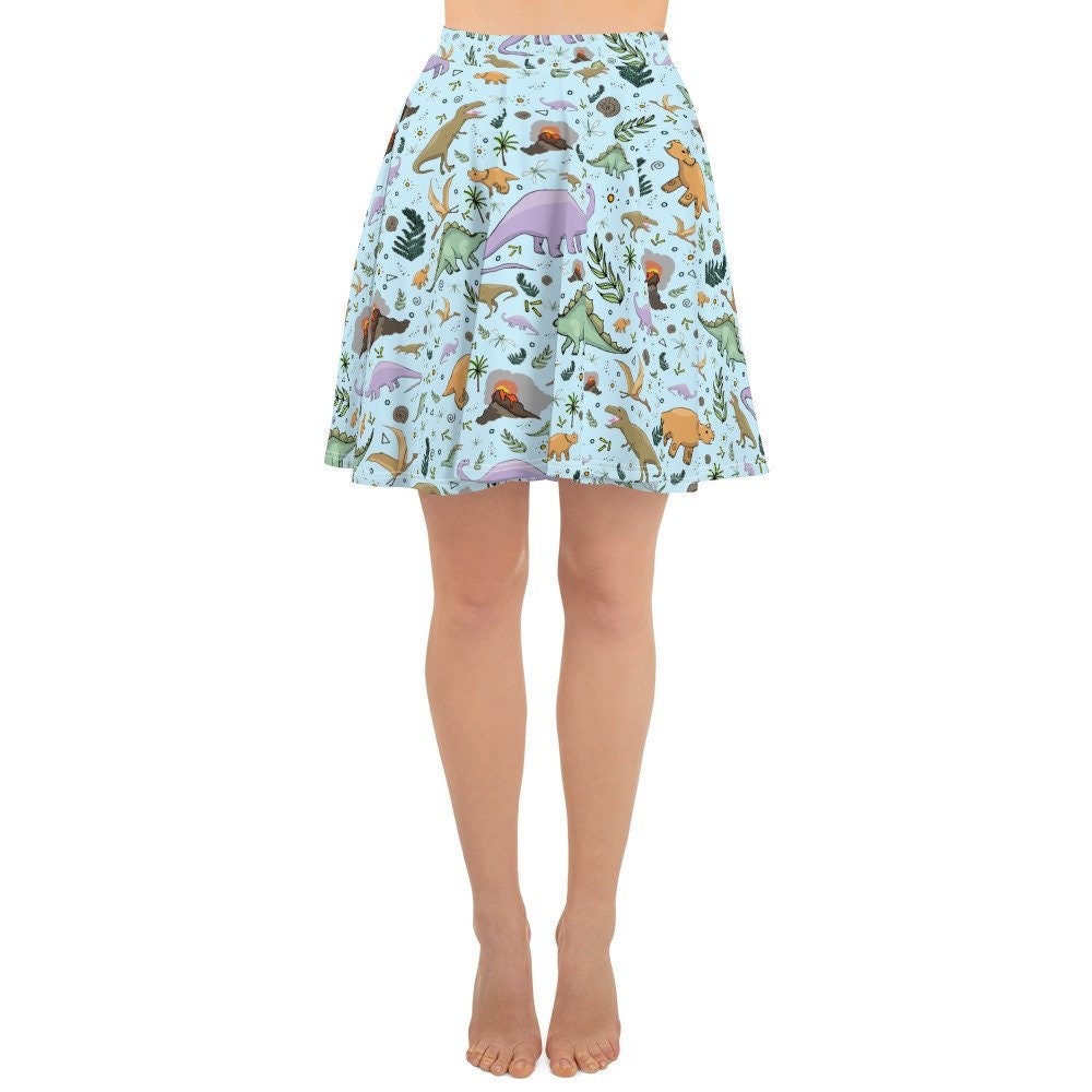 Image of Cute Dinosaur Skater Skirt Dinosaurs Skirts Women Ladies