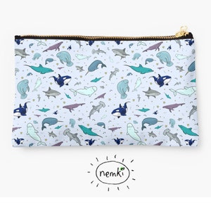 Sea Animal Pouch Ocean Animal Pencil Case Whale Pencil Case Whale Makeup Bag Beluga Makeup Bag Beluga Pencil Case Cute Whale Gift