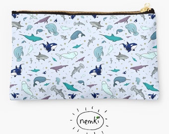 Sea Animal Pouch Ocean Animal Pencil Case Whale Pencil Case Whale Makeup Bag Beluga Makeup Bag Beluga Pencil Case Cute Whale Gift