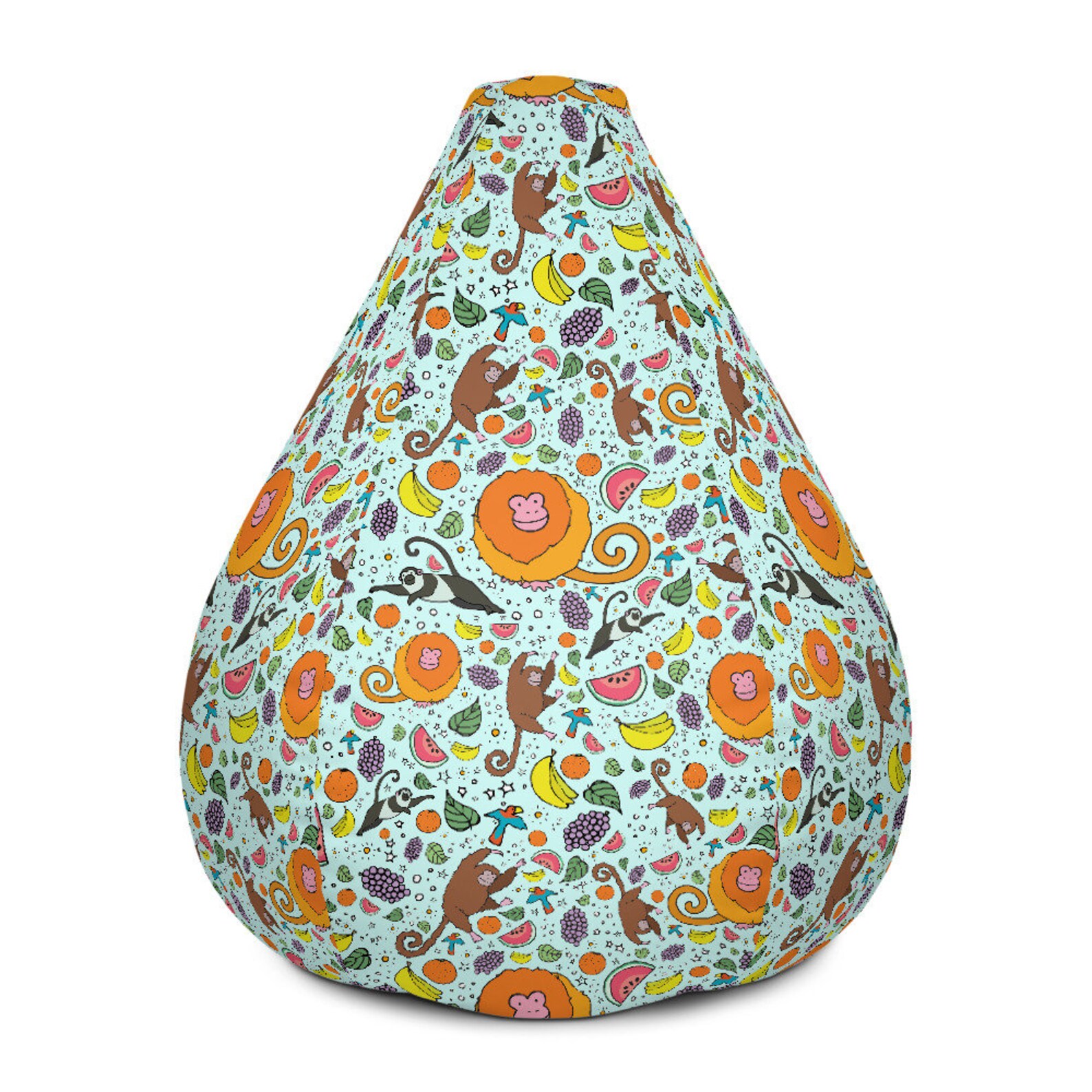 Tropical Monkey Bean Bag Chair Cover Cute Rainforest Beanbag Etsy