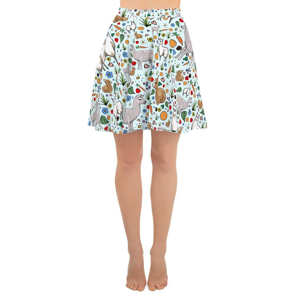 Image of Cute Llama Skater Skirt Llamas Skirts Women Ladies