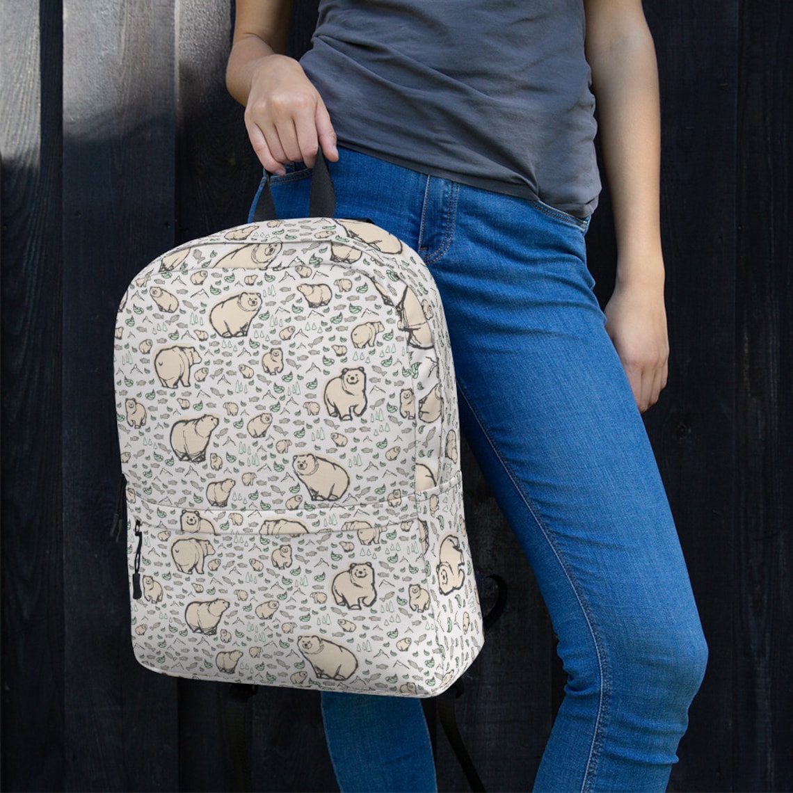 Cute Bear Backpack Brown Bears Backpack Grizzly Bear Backpack Etsy