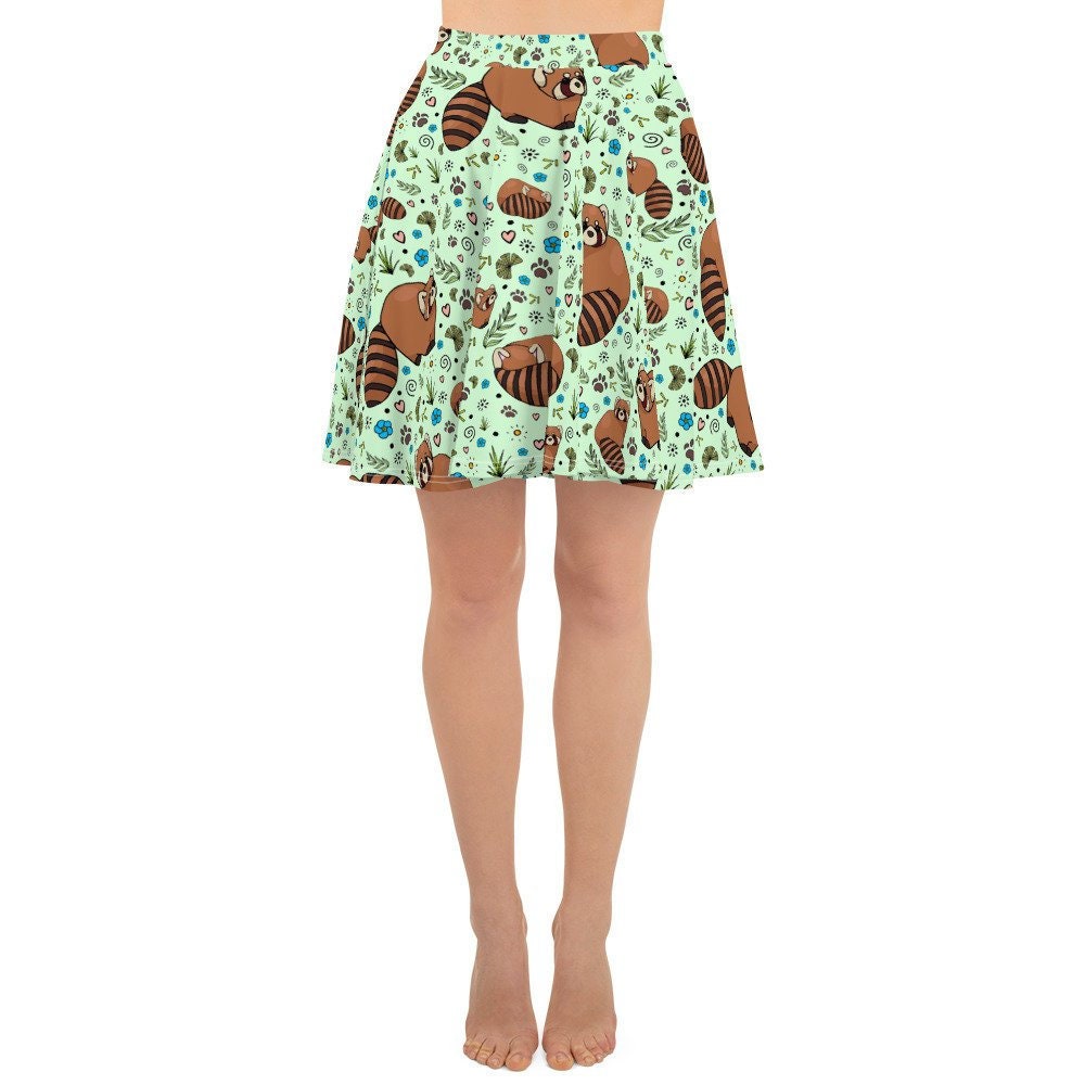 Image of Red Panda Skater Skirt Pandas Skirts Women Ladies