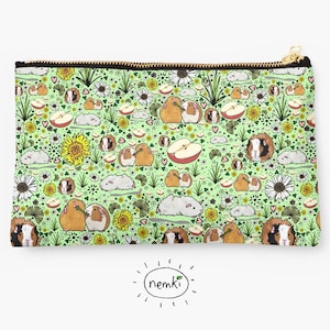 Guinea Pig Zipped Pouch Guinea Pig Makeup Bag Guinea Pig Pencil Case Guinea Pig Cosmetic Bag Guinea Pig Purse Cute Guinea Pig Gifts