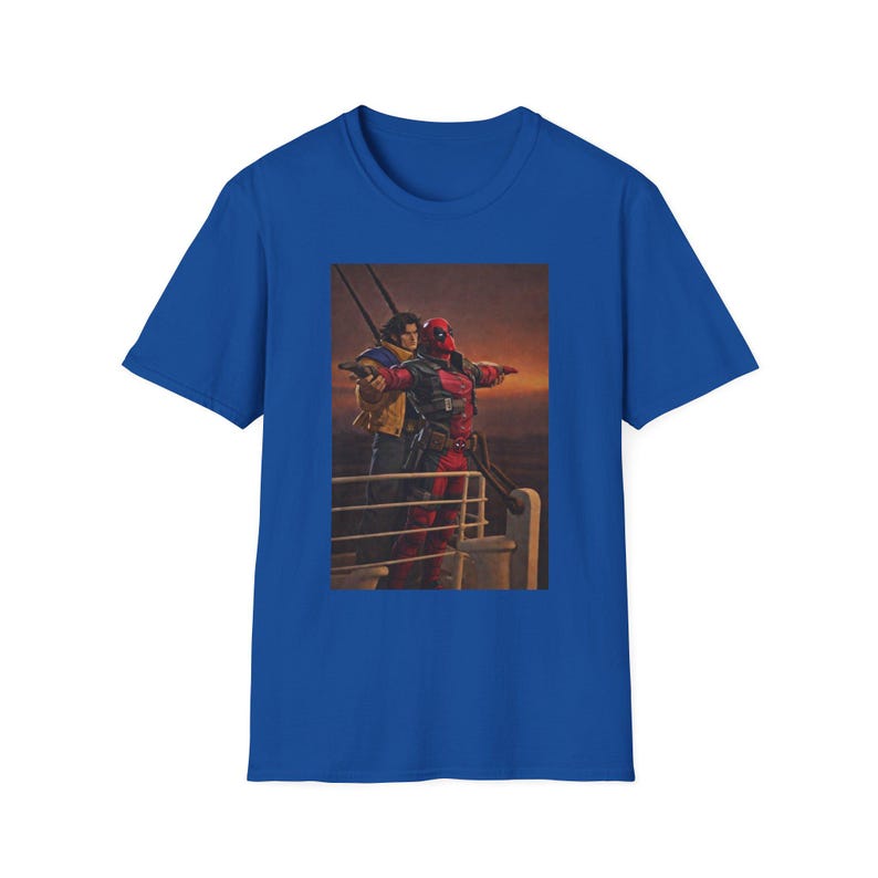 Camiseta de Deadpool y Wolverine con escena del Titanic de Marvel Rivals imagen 14