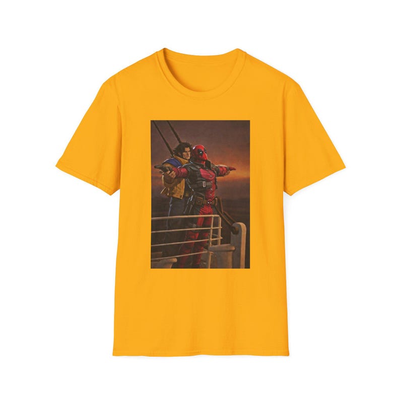 Camiseta de Deadpool y Wolverine con escena del Titanic de Marvel Rivals imagen 5