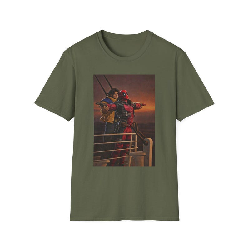 Camiseta de Deadpool y Wolverine con escena del Titanic de Marvel Rivals imagen 8