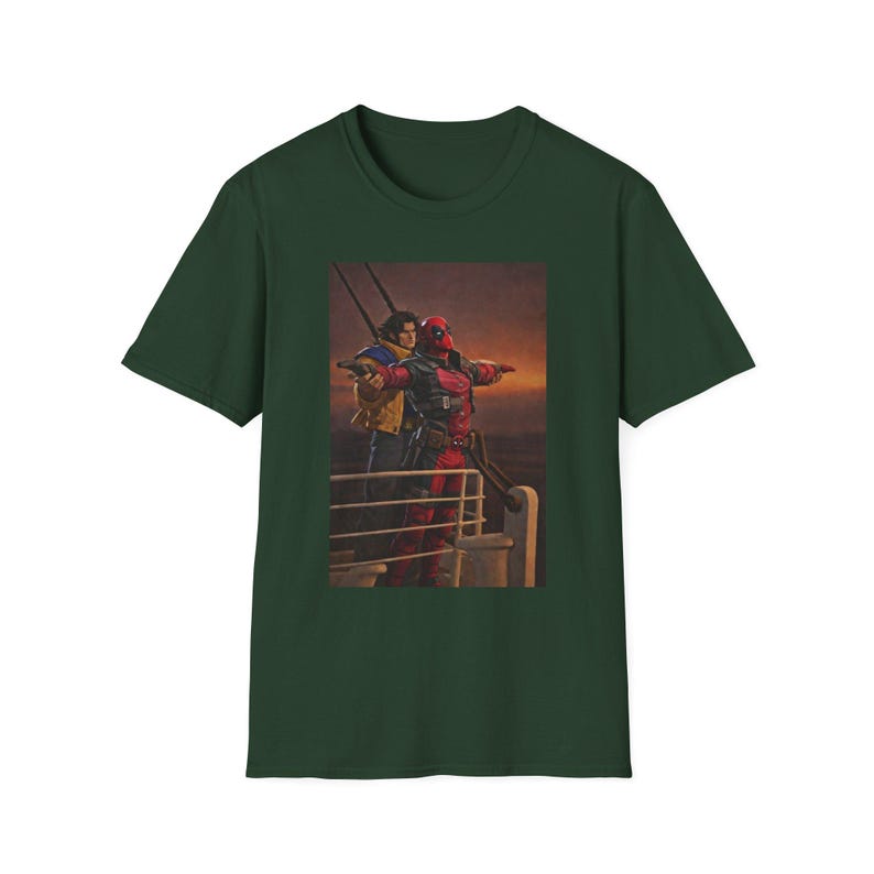 Camiseta de Deadpool y Wolverine con escena del Titanic de Marvel Rivals imagen 9