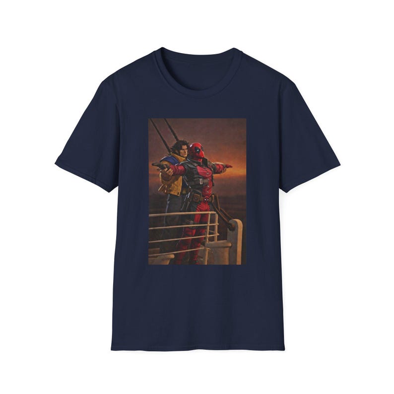 Camiseta de Deadpool y Wolverine con escena del Titanic de Marvel Rivals imagen 15