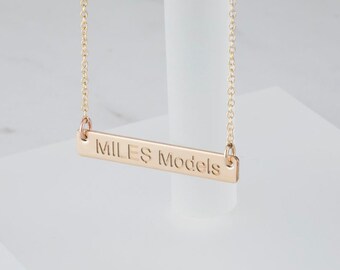 Personalized Bar necklace,initial bar Necklace,nameplate necklace,double sided engraving,date coordinates bar,Bridesmaid gift,custom font,