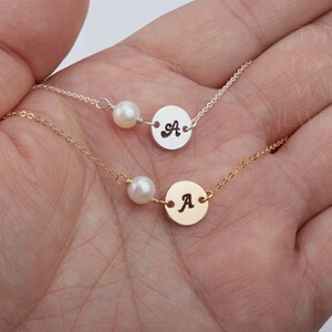 Bridesmaid Gifts,Initial pearl Bracelet,Pearl bracelet,gift for mom,mother bracelet,personalized monogram bracelet image 2