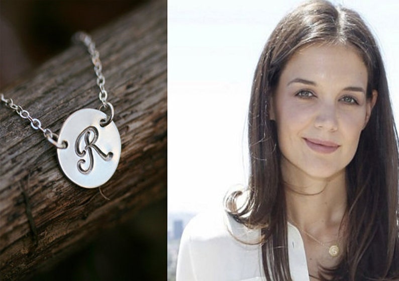 Personalized necklace,Initial Charm,Celebrity Style Necklace,Celebrity initial necklace,Bridesmaid gifts,Wedding bridal Jewelry image 2
