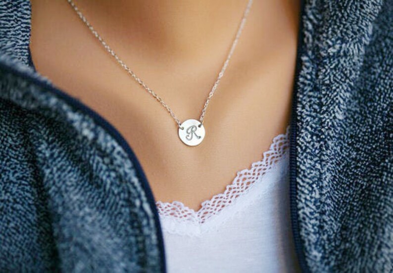 Personalized necklace,Initial Charm,Celebrity Style Necklace,Celebrity initial necklace,Bridesmaid gifts,Wedding bridal Jewelry image 3