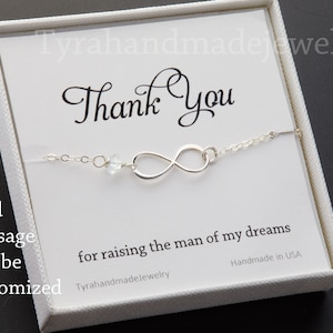 Bracelet de l’amour infini mère, grand-mère, mère de bijoux, mère du marié, Pierre de naissance personnalisé, voeux, carte de remerciement