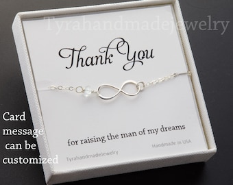 Mother infinity love bracelet,Grandma,Mother jewelry,Mother of groom,Custom birthstone,Thank you card,greeting