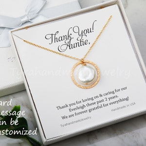 Karma necklace,Coin pearl necklace,bridesmaid gifts,mothers gift,Hammered karma cirle,encircled coin pearl,best friend gift,circle pendant image 3