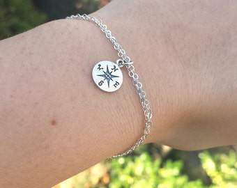 Compass bracelet,silver or gold,friendship bracelet,graduation gift,sisterhood gift,bridesmaid gift,graduation gifts,custom jewelry card