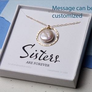 Karma necklace,Coin pearl necklace,bridesmaid gifts,mothers gift,Hammered karma cirle,encircled coin pearl,best friend gift,circle pendant image 7