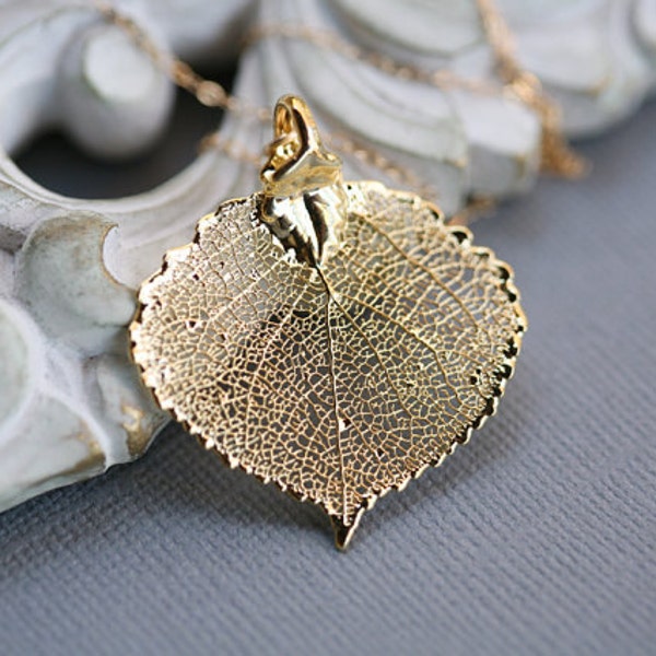 Baby Aspen leaf necklace in Gold or Silver,bridesmaid gifts,Autumn fall wedding,Lariat,Personalized,wedding jewelry
