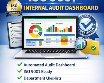 ISO 9001 Internal Audit Dashboard | Excel Compliance Tracker (Digital Download)