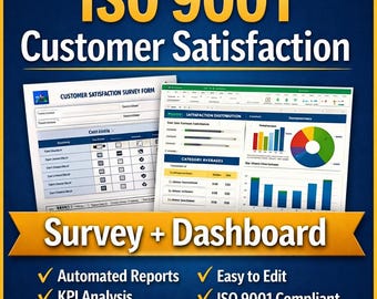 ISO 9001 Customer Satisfaction Survey Template + Excel Dashboard | Customer Feedback Analysis | Quality Management Toolkit