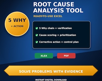 Root Cause Analysis Excel Template, 5 Why and Corrective Action Plan
