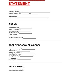 Profit and Loss Statement Template | Small Business Financial Report (PDF/DOC)