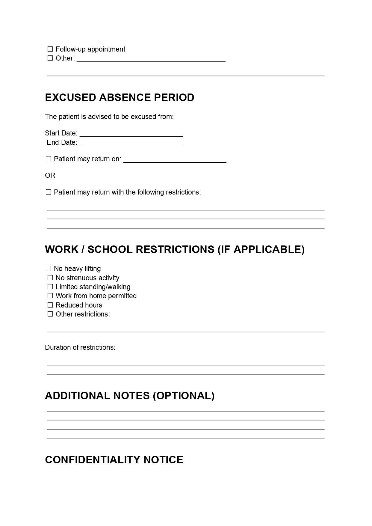 Editable Doctor Excuse Note Template | Medical Absence Form (PDF/DOC ...