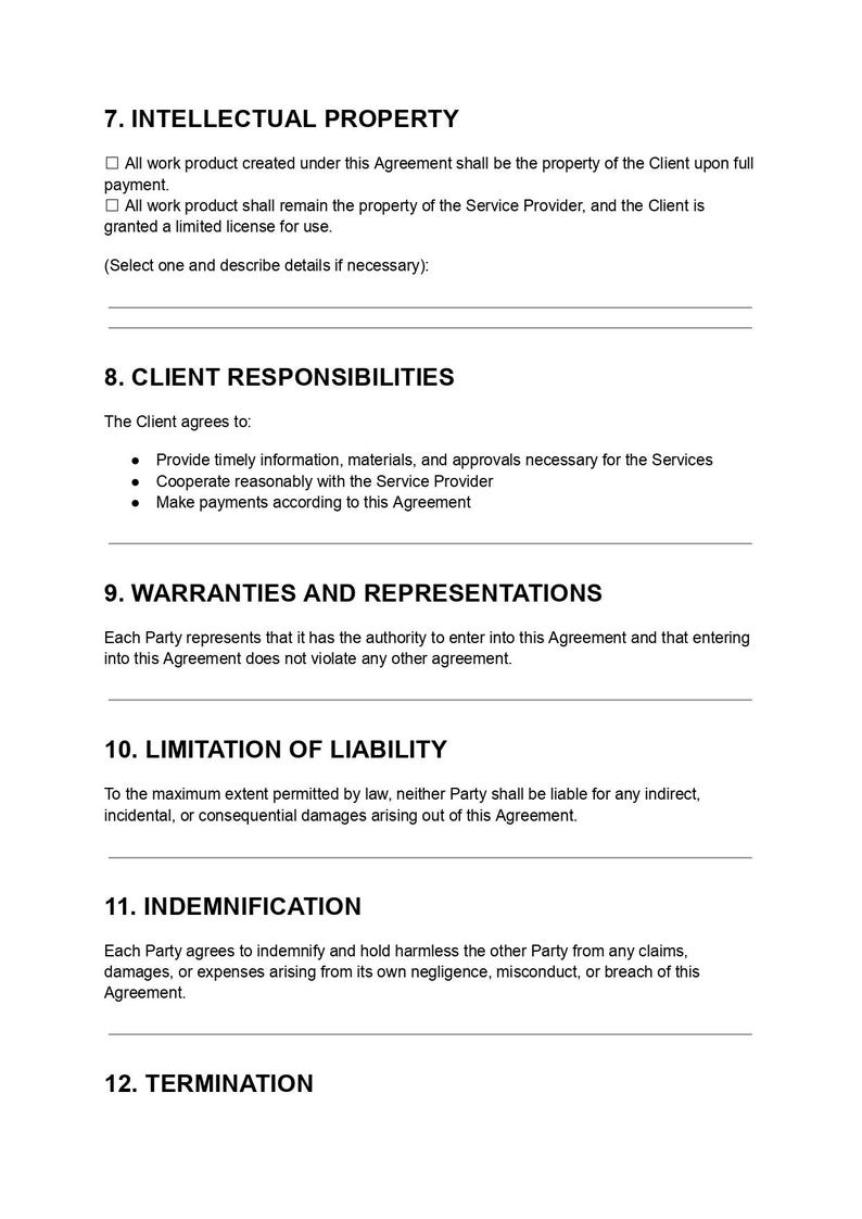 Editable Service Contract Template | Client & Contractor Agreement (PDF ...