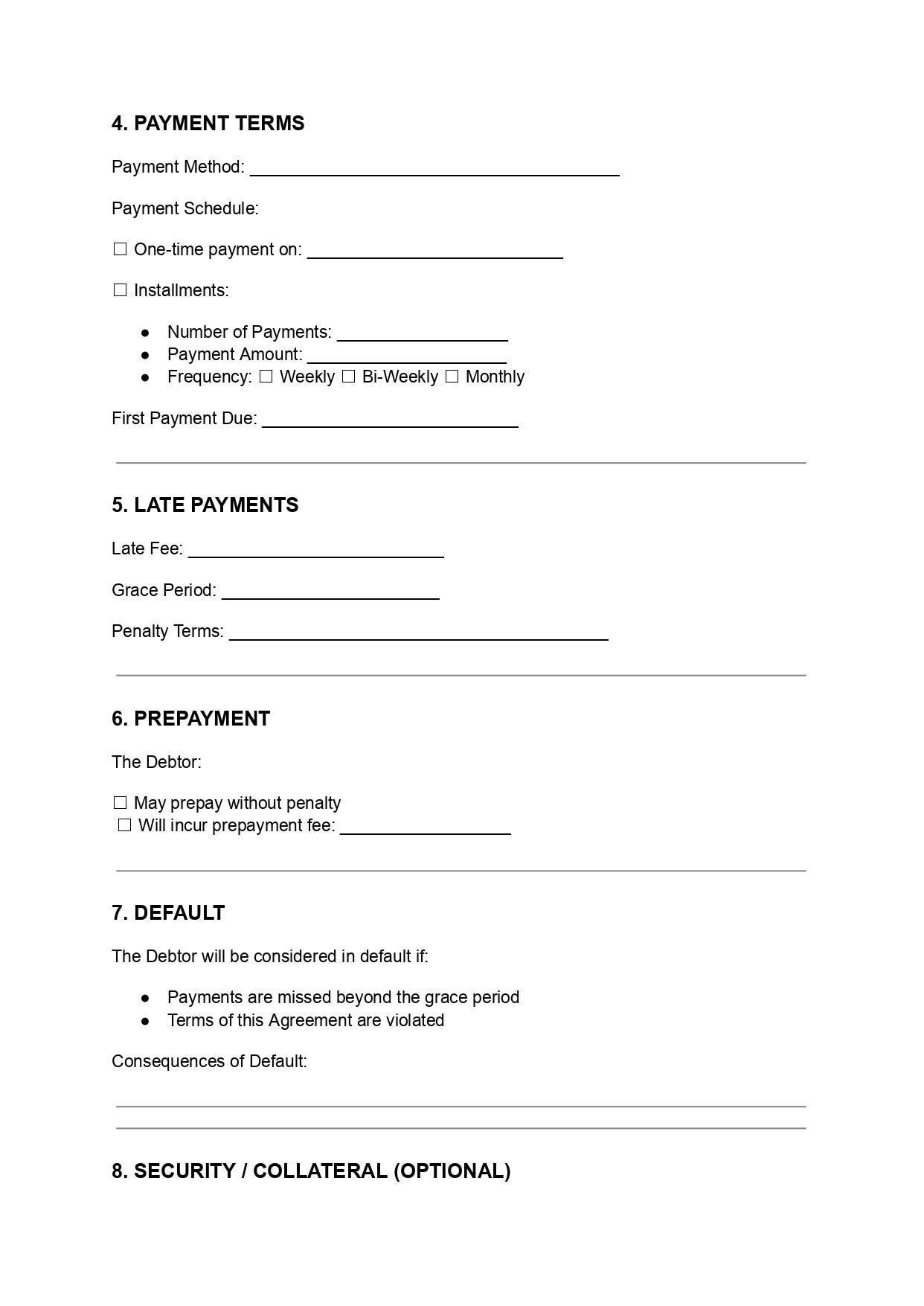 Payment Agreement Template Editable Installment Contract Doc PDF - Etsy